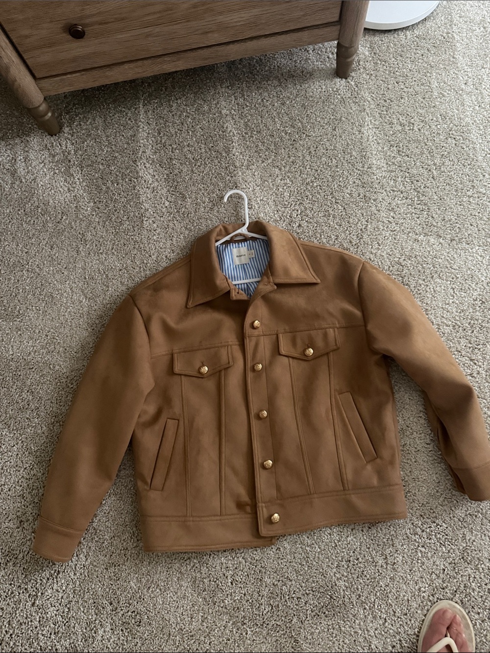 Maeve Camel Brown Suede-Feel Bomber Jacket